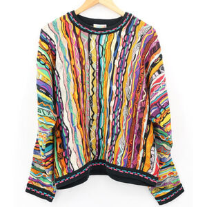 Coogi Men's Vintage 90's Cotton Multicolor Knit Sweater Round Neck Sz M